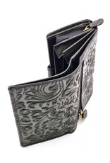 Hunters Leather wallets - Hunters Wallet with Floral Embossing black