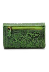 Hunters Leather wallets - Hunters Wallet with Floral Embossing green