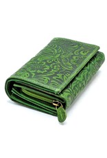 Hunters Leather wallets - Hunters Wallet with Floral Embossing green