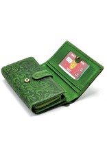 Hunters Leather wallets - Hunters Wallet with Floral Embossing green