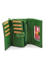 Hunters Leather wallets - Hunters Wallet with Floral Embossing green