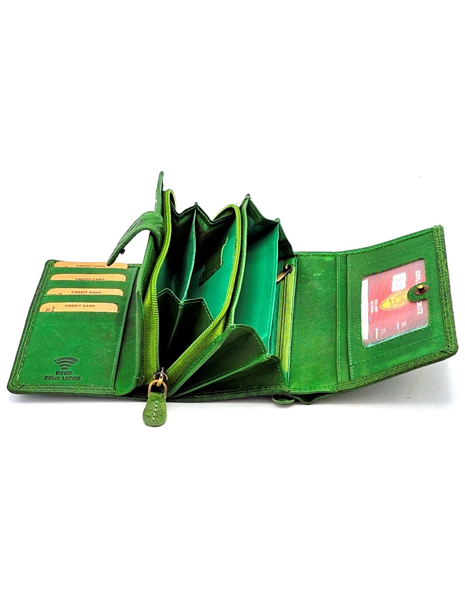 Hunters Leather wallets - Hunters Wallet with Floral Embossing green