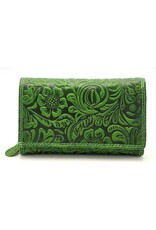 Hunters Leather wallets - Hunters Wallet with Floral Embossing green