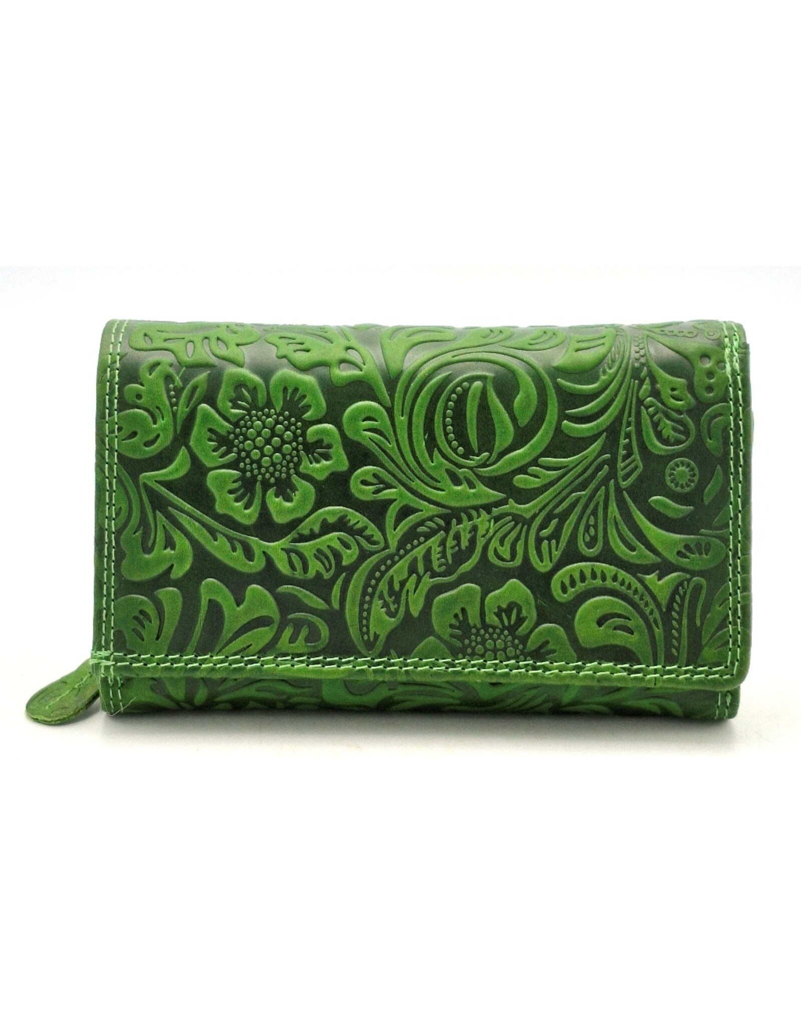 Hunters Leather wallets - Hunters Wallet with Floral Embossing green