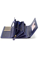 Hunters Leather Wallets - Hunters Leather Wallet Embossed Flowers blue