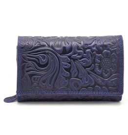 Hunters Hunters Portemonnee Bloemen reliëf blauw