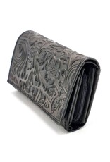 Hunters Leather wallets - Hunters Wallet with Floral Embossing black