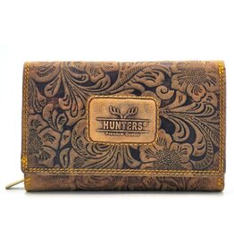 Hunters Hunters Portemonnee Bloemen Reliëf D.Tan medium
