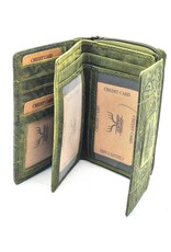 Hunters Leather Wallets - Hunters Wallet Embossed Flowers  green medium