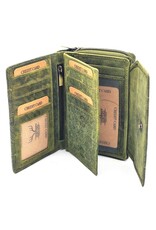 Hunters Leather Wallets - Hunters Wallet Embossed Flowers  green medium