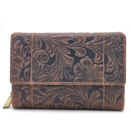 Hunters Hunters Wallet Embossed Flowers D.Brown