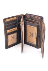 Hunters Leather Wallets - Hunters Wallet Embossed Flowers D.Brown