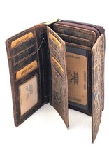 Hunters Leather Wallets - Hunters Wallet Embossed Flowers D.Brown