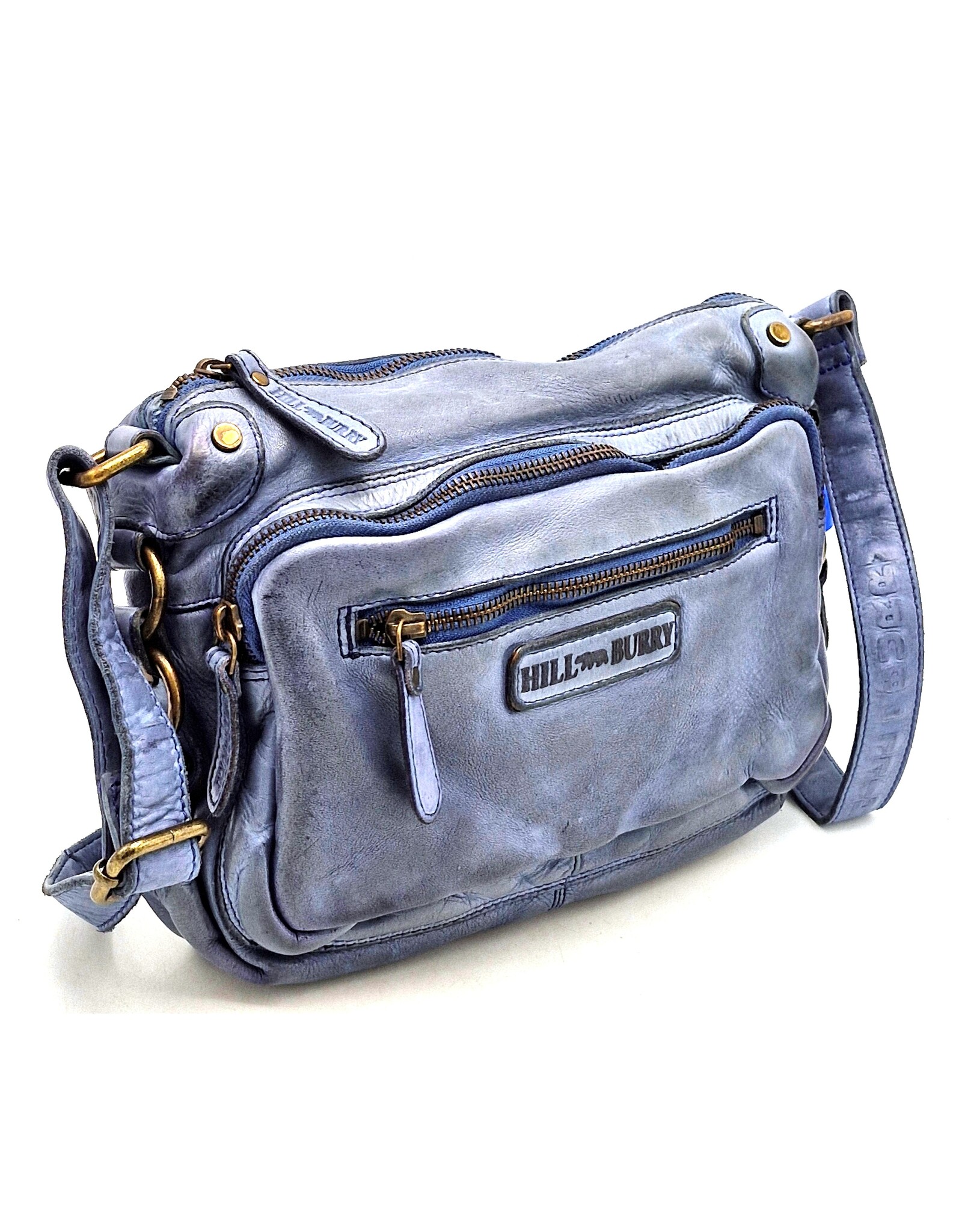 HillBurry Leather bags - HillBurry Shoulder bag Washed Leather Kangaroo Blue