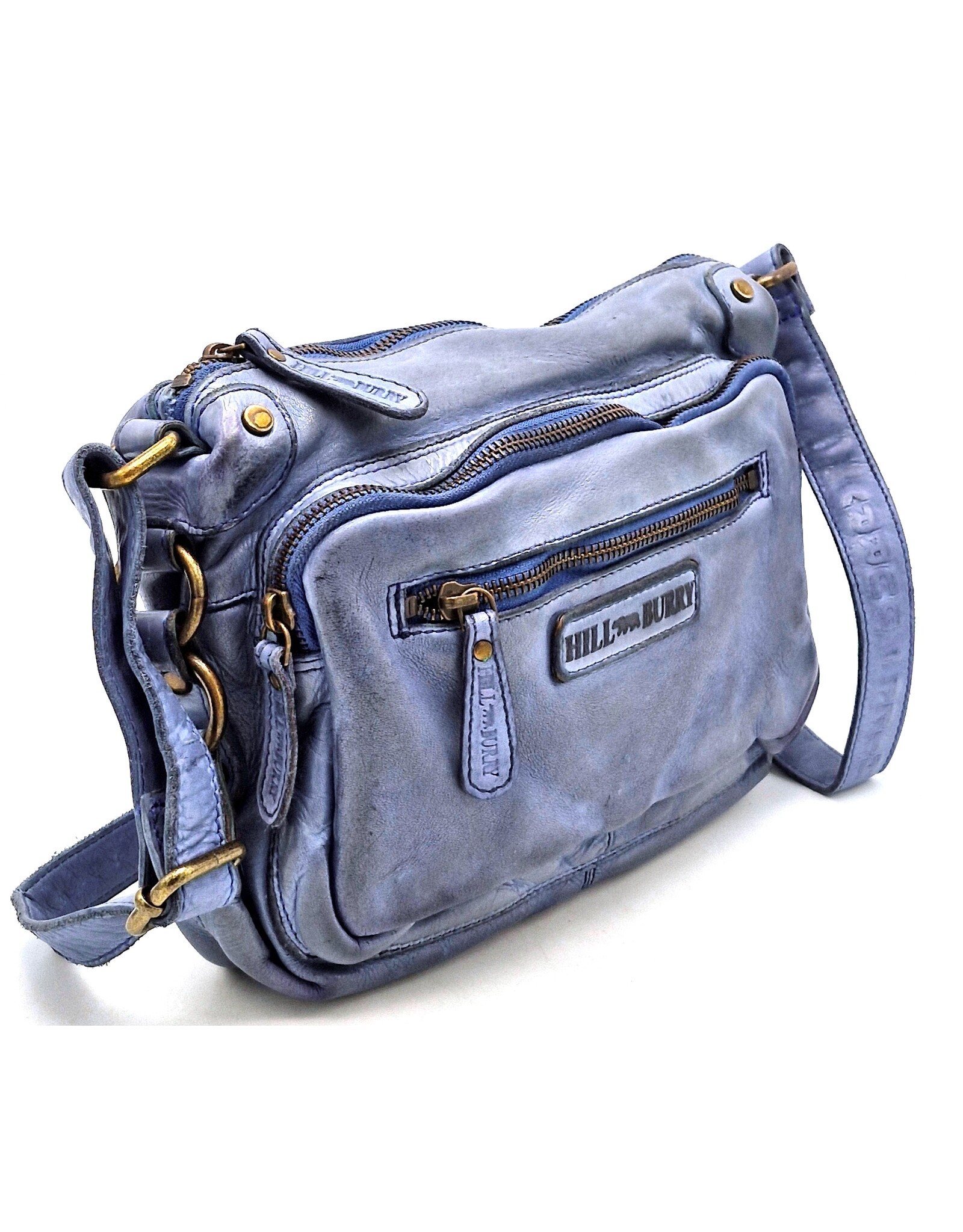 HillBurry Leather bags - HillBurry Shoulder bag Washed Leather Kangaroo Blue