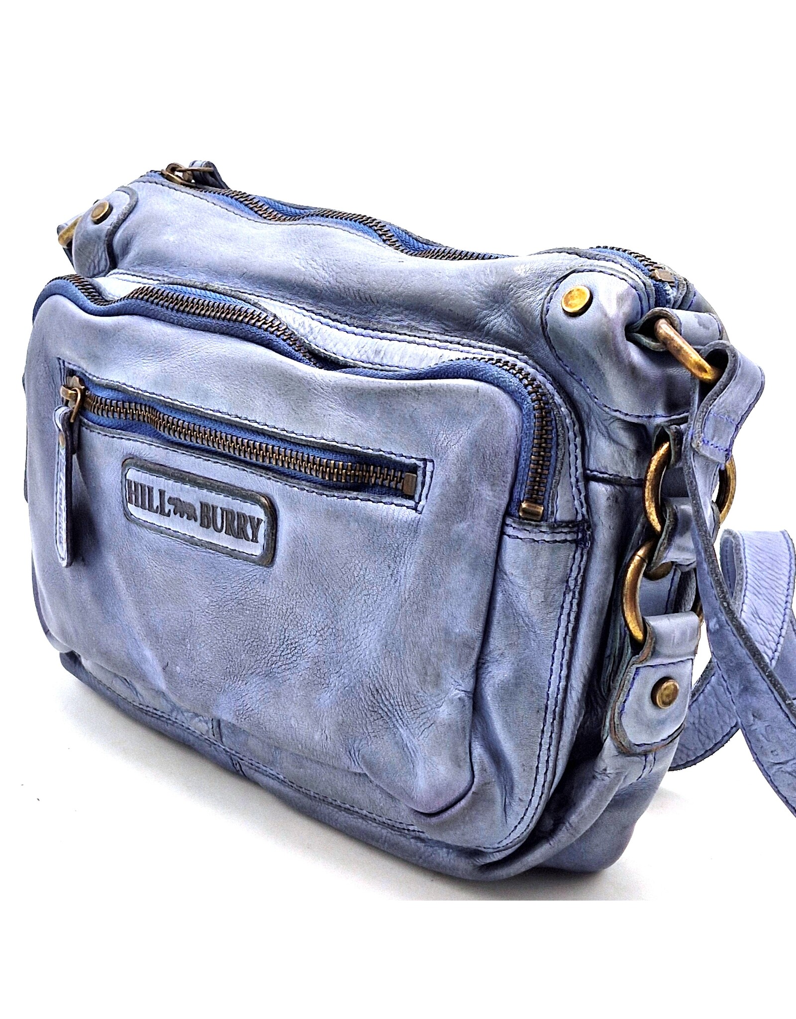 HillBurry Leather bags - HillBurry Shoulder bag Washed Leather Kangaroo Blue