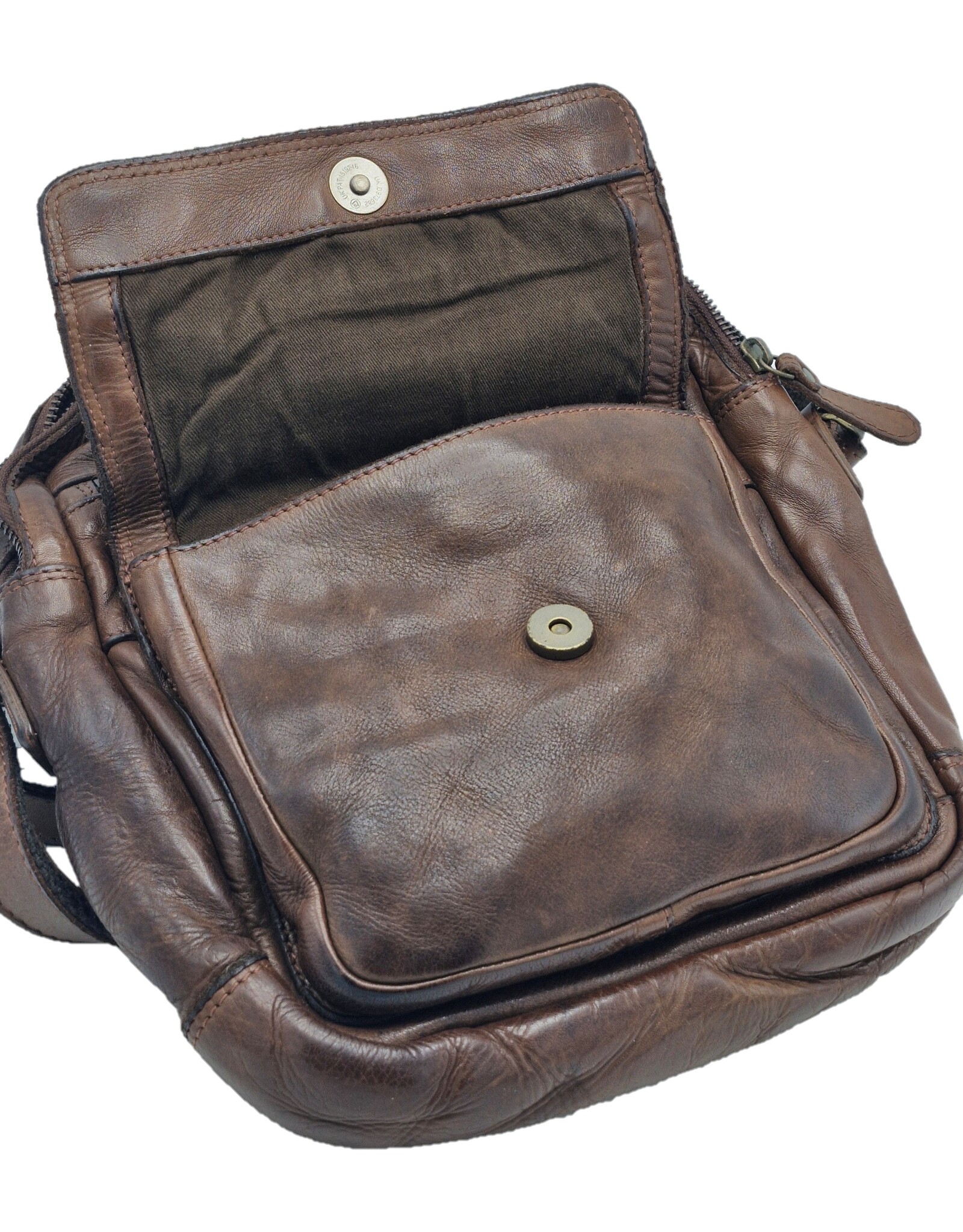 HillBurry Leather bags - HillBurry Sturdy Crossbody Bag Washed Leather Vintage brown