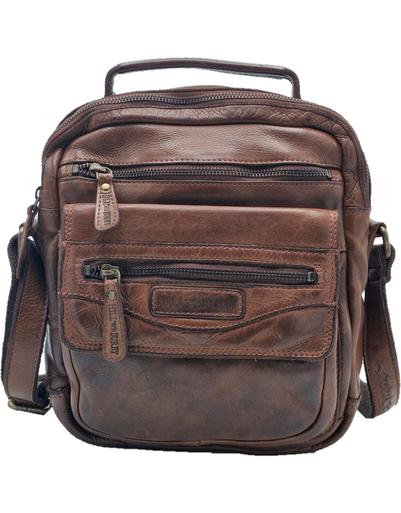 HillBurry Leren tassen - HillBurry Stoere Crossbody Tas Gewassen Leer Vintage bruin