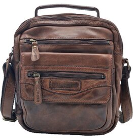 HillBurry HillBurry Sturdy Crossbody Bag Washed Leather Vintage brown