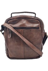 HillBurry Leren tassen - HillBurry Stoere Crossbody Tas Gewassen Leer Vintage bruin