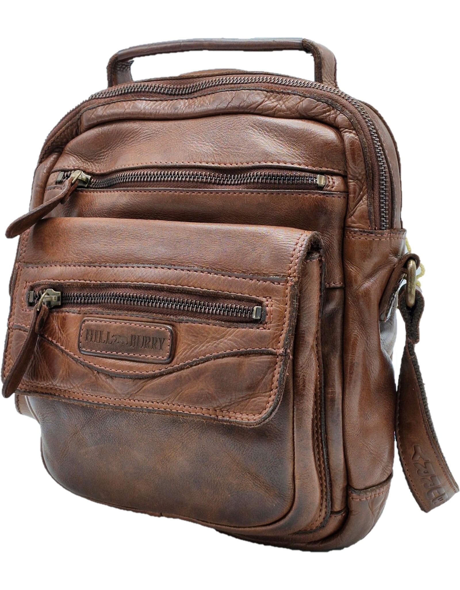HillBurry Leren tassen - HillBurry Stoere Crossbody Tas Gewassen Leer Vintage bruin