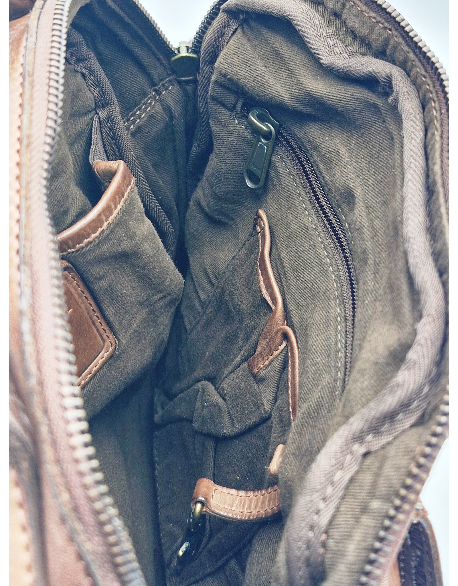 HillBurry Leren tassen - HillBurry Stoere Crossbody Tas Gewassen Leer Vintage bruin