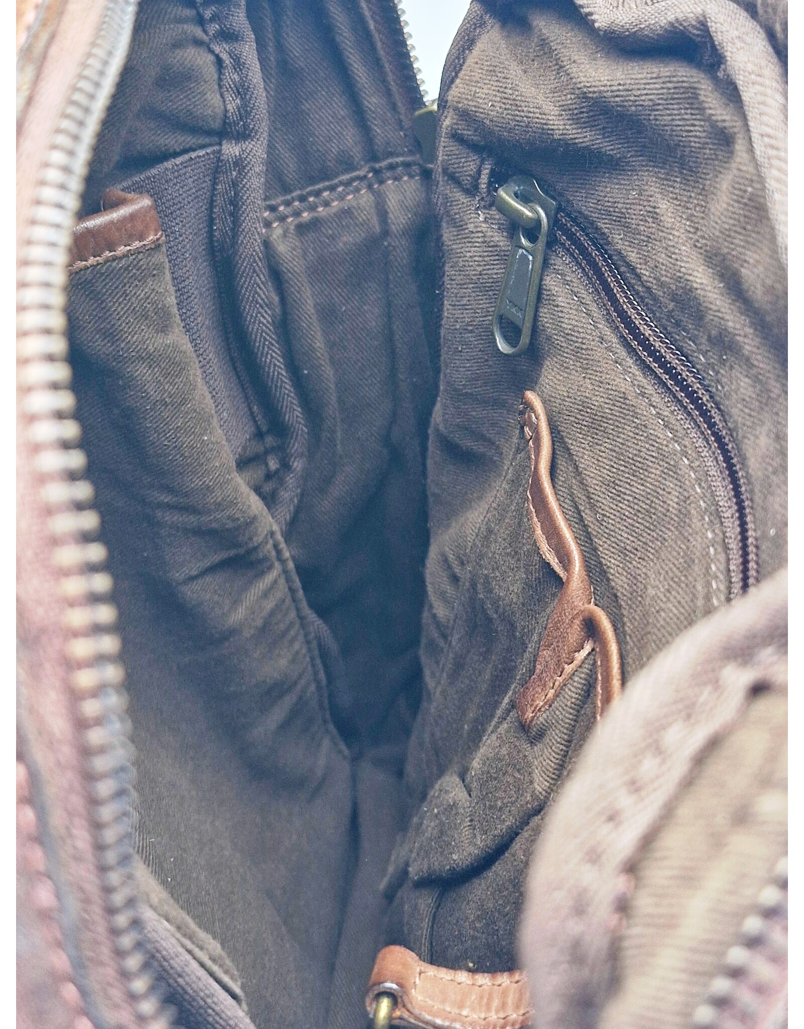 HillBurry Leren tassen - HillBurry Stoere Crossbody Tas Gewassen Leer Vintage bruin