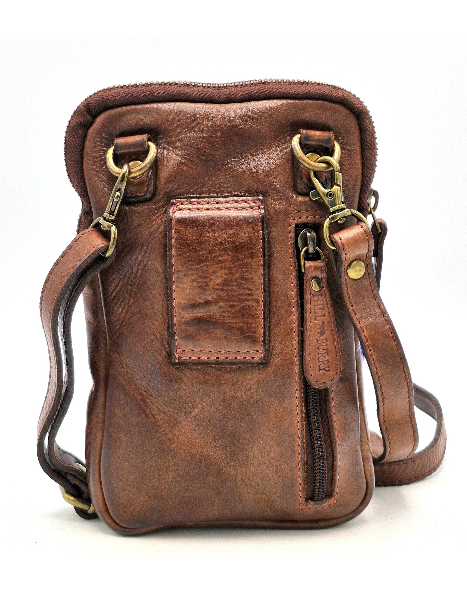 HillBurry Leren tassen - Hillburry Schoudertas-Reiemtas-Telefoontas bruin
