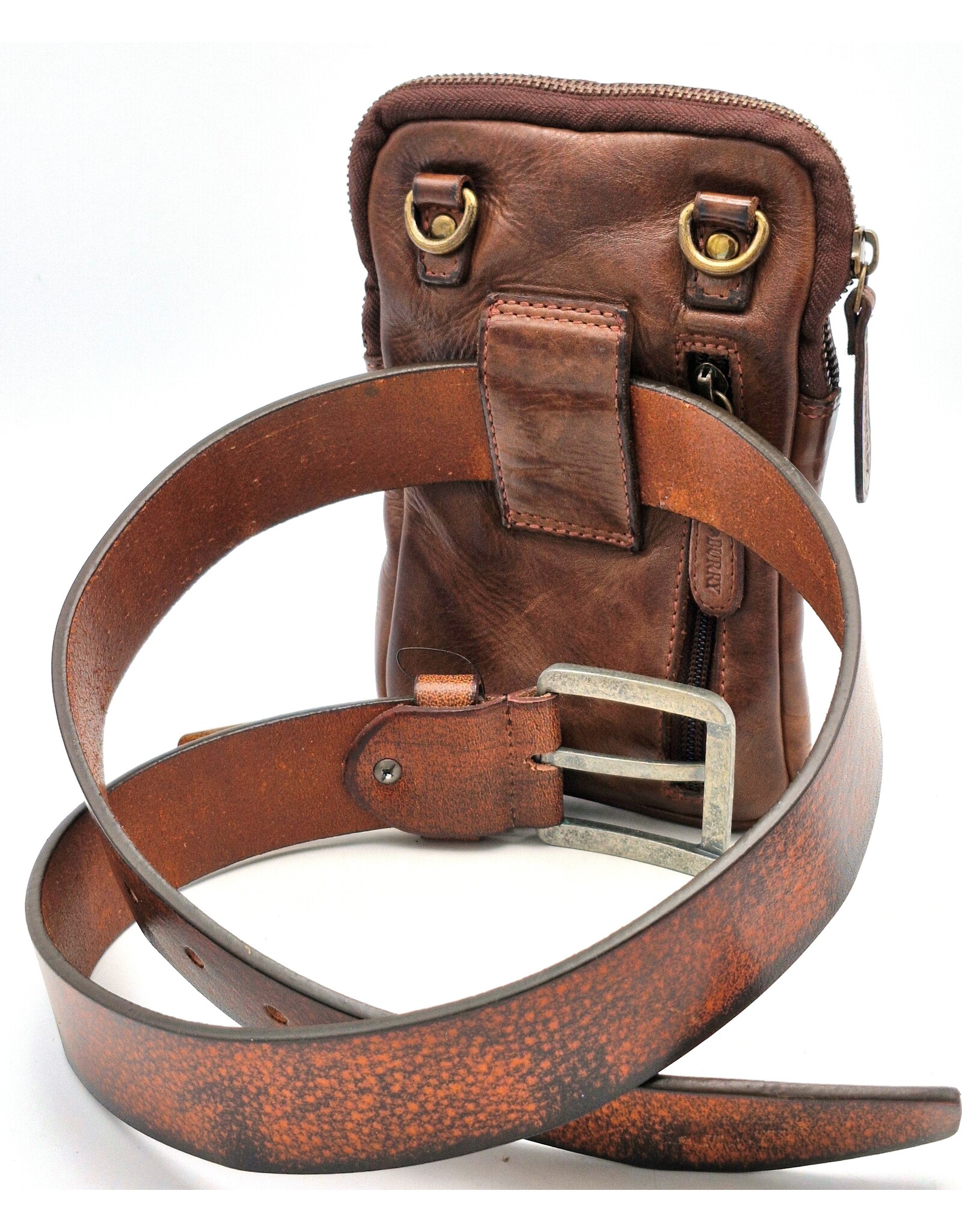 HillBurry Leren tassen - Hillburry Schoudertas-Reiemtas-Telefoontas bruin