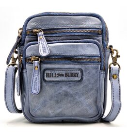 HillBurry Hillburry Leather Shoulder Bag with Zip Pockets Kangaroo Blue