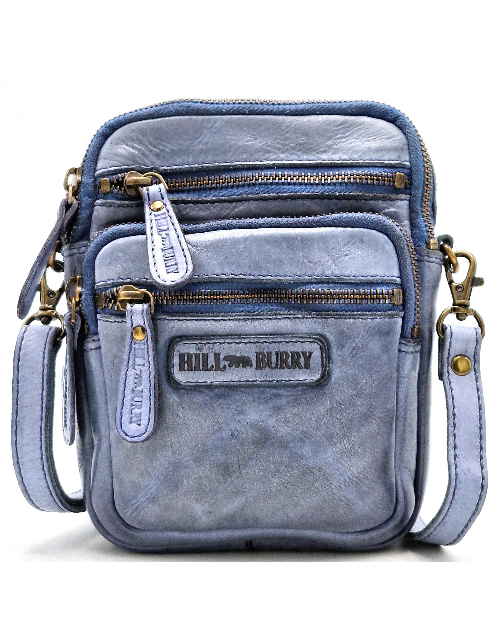 HillBurry Leather Shoulder bags  Leather crossbody bags - Hillburry Leather Shoulder Bag with Zip Pockets Kangaroo Blue