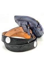 HillBurry Leren Schoudertassen Leren crossbody tassen - Hillburry Leren Schoudertas met Ritsvakjes blauwgrijs