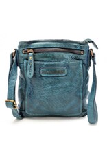 HillBurry Leren Schoudertassen Leren crossbody tassen - Hillburry  Crossbody platt tas met voorvak petrol