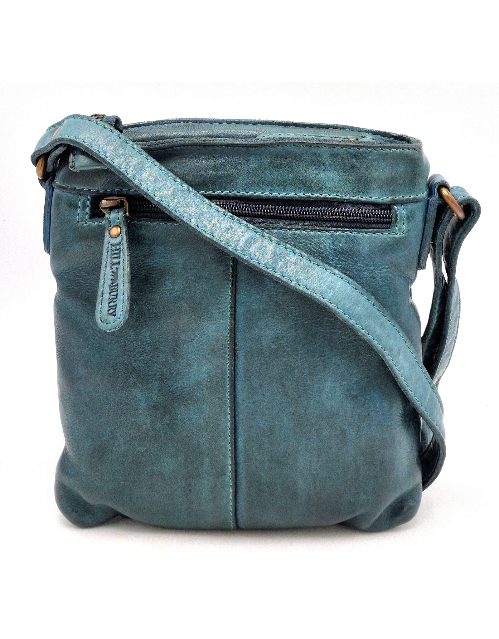 HillBurry Leather Shoulder bags  Leather crossbody bags - Hillburry Crossbody flat bag with front pocket petrol