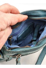 HillBurry Leather Shoulder bags  Leather crossbody bags - Hillburry Crossbody flat bag with front pocket petrol