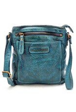 HillBurry Leather Shoulder bags  Leather crossbody bags - Hillburry Crossbody flat bag with front pocket petrol
