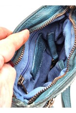 HillBurry Leather Shoulder bags  Leather crossbody bags - Hillburry Crossbody flat bag with front pocket petrol