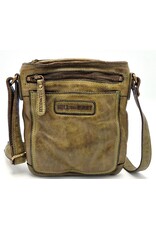 HillBurry Leren Schoudertassen Leren crossbody tassen - Hillburry  Crossbody platte tasje met voorvak groen