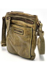HillBurry Leren Schoudertassen Leren crossbody tassen - Hillburry  Crossbody platte tasje met voorvak groen