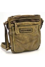 HillBurry Leren Schoudertassen Leren crossbody tassen - Hillburry  Crossbody platte tasje met voorvak groen
