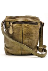 HillBurry Leather Shoulder bags  Leather crossbody bags - Hillburry Crossbody flat bag with front pocket green