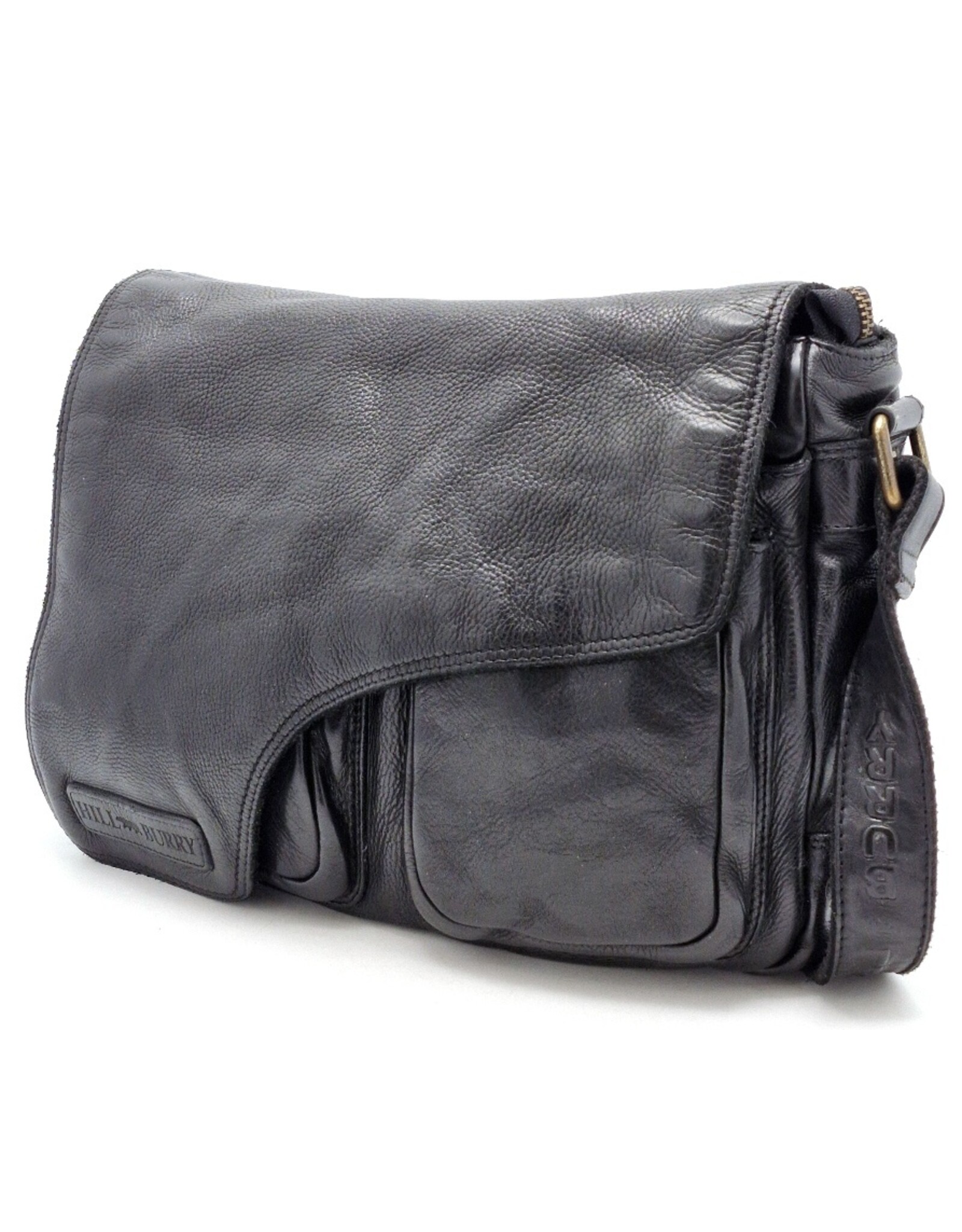 HillBurry Leren schoudertassen Leren crossbody tassen - Hillburry schoudertas holster omslag gewassen leer zwart