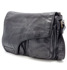 HillBurry Hillburry schoudertas holster omslag gewassen leer zwart