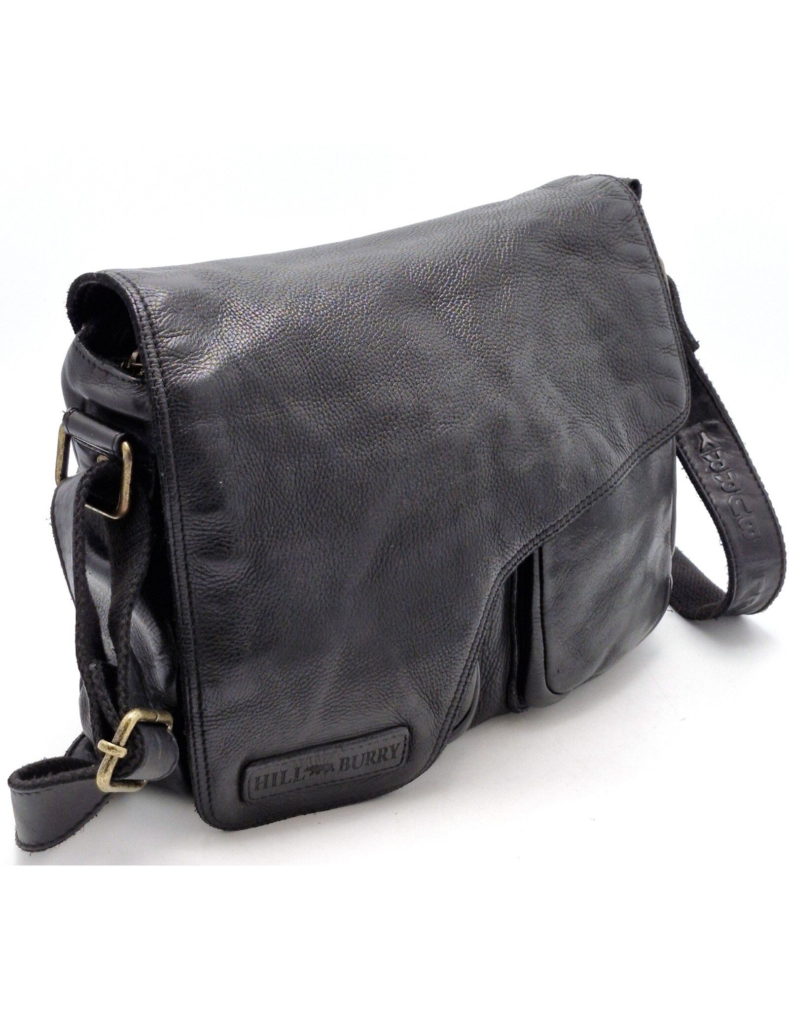 HillBurry Leren schoudertassen Leren crossbody tassen - Hillburry schoudertas holster omslag gewassen leer zwart