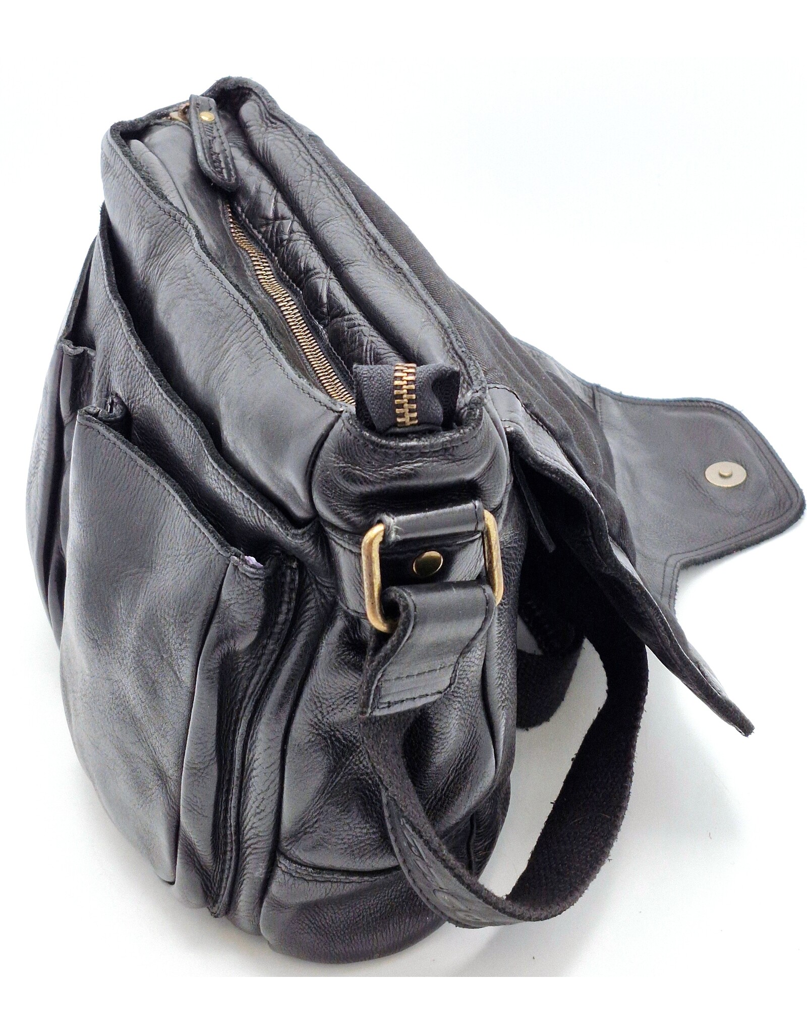HillBurry Leren schoudertassen Leren crossbody tassen - Hillburry schoudertas holster omslag gewassen leer zwart