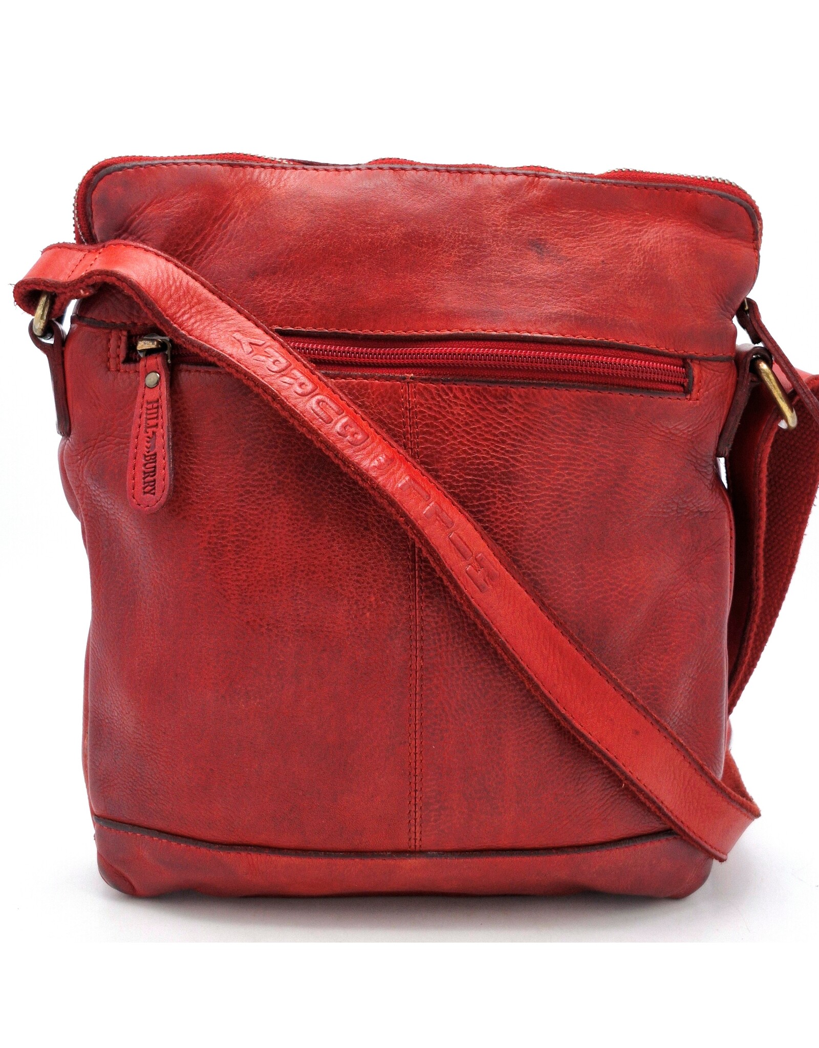 HillBurry Leren Schoudertassen Leren crossbody tassen - HillBurry Stoere Schoudertas Gewassen leer rood