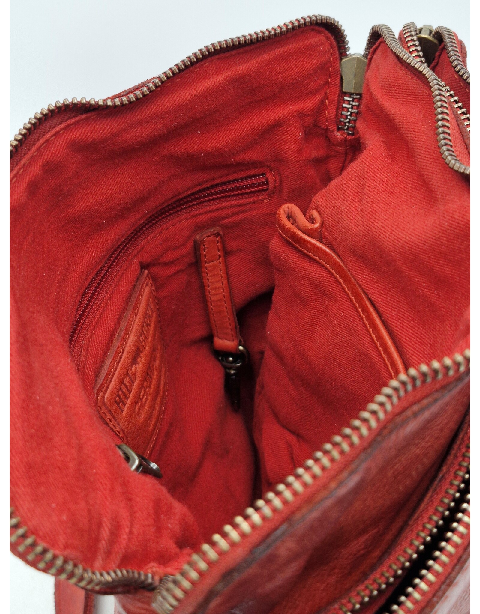 HillBurry Leren Schoudertassen Leren crossbody tassen - HillBurry Stoere Schoudertas Gewassen leer rood