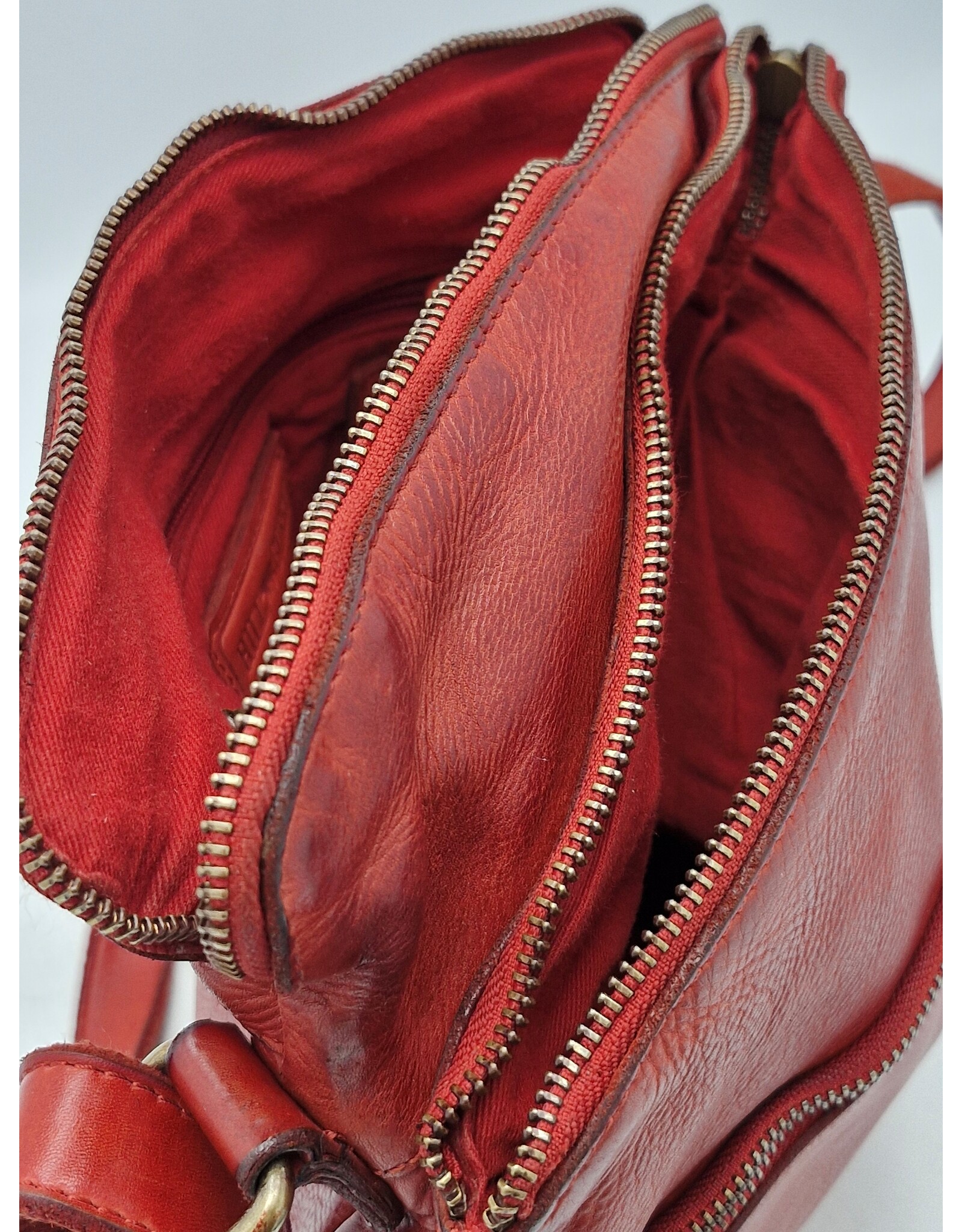 HillBurry Leather Shoulder bags  Leather crossbody bags - HillBurry Sturdy Shoulder Bag Washed Leather  red