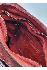 HillBurry Leren Schoudertassen Leren crossbody tassen - Hillburry  Crossbody platte tas met voorvak rood