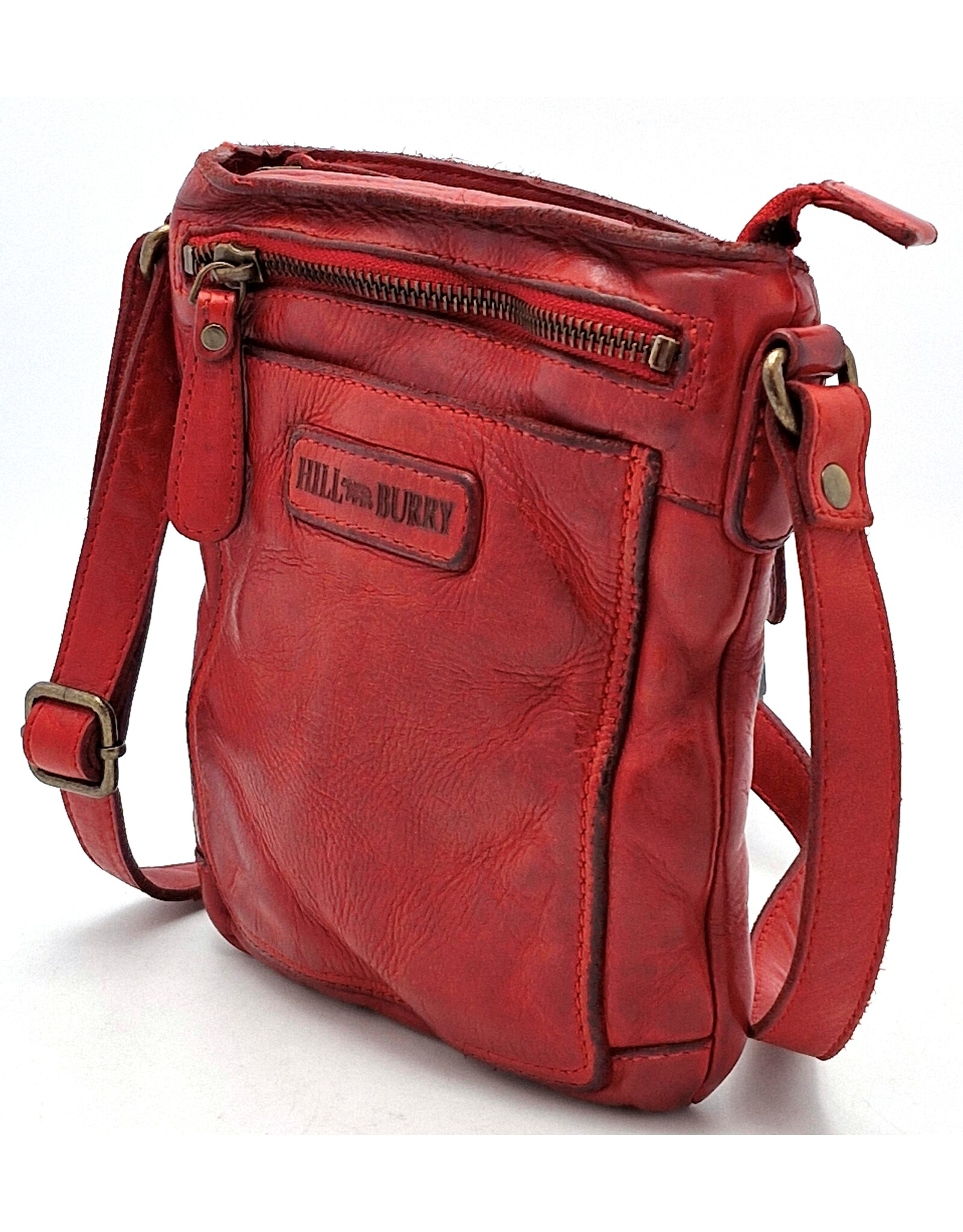 HillBurry Leather Shoulder bags  Leather crossbody bags - Hillburry Crossbody flat bag with front pocket red